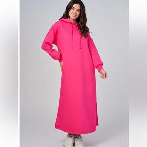 Hot Pink Hoodie Maxi Dress Size Medium NWOT